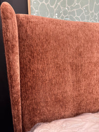 Queen Edwin Wing Shelter Upholstered Bed In Suede