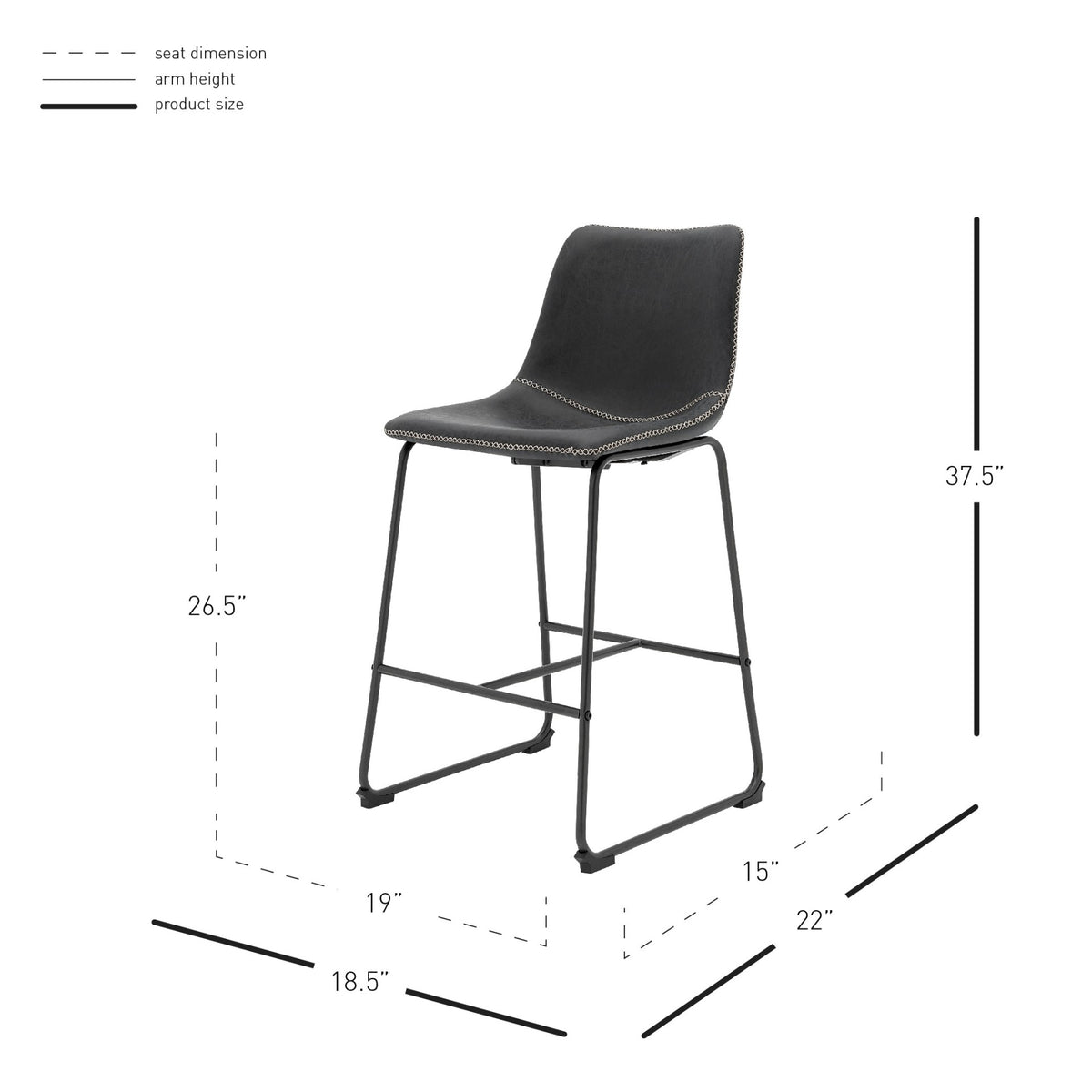 Vesta Faux Leather Counter Stools - Set of 2