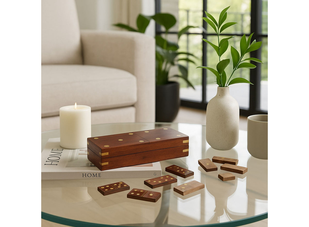 Wood Dominoes Set with Storage Box