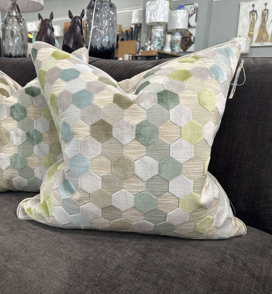 Maguire Spring Multicolor Hexagon Down-Filled Throw Pillow – 22” Square