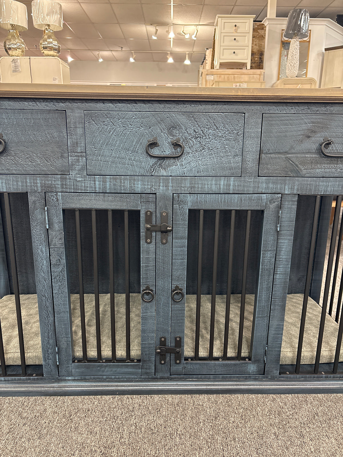 Feliz Three Drawer TV Console & Dog Crate