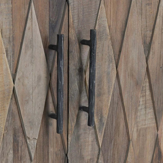 Anton 78" Reclaimed Wood 4-Door Cabinet – Black & Natural
