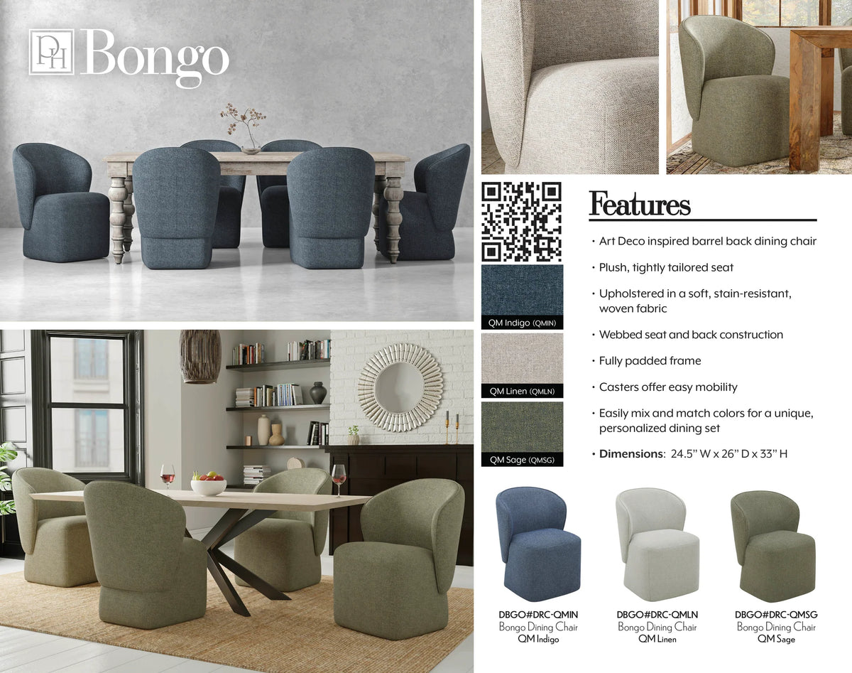 Art Deco-inspired Barrel Dining Chair Bongo Series