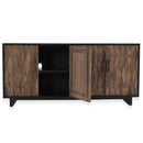 Anton 78" Reclaimed Wood 4-Door Cabinet – Black & Natural