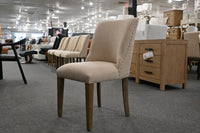 Parkson Upholstered Dining Chair – Beige with Nailhead Trim