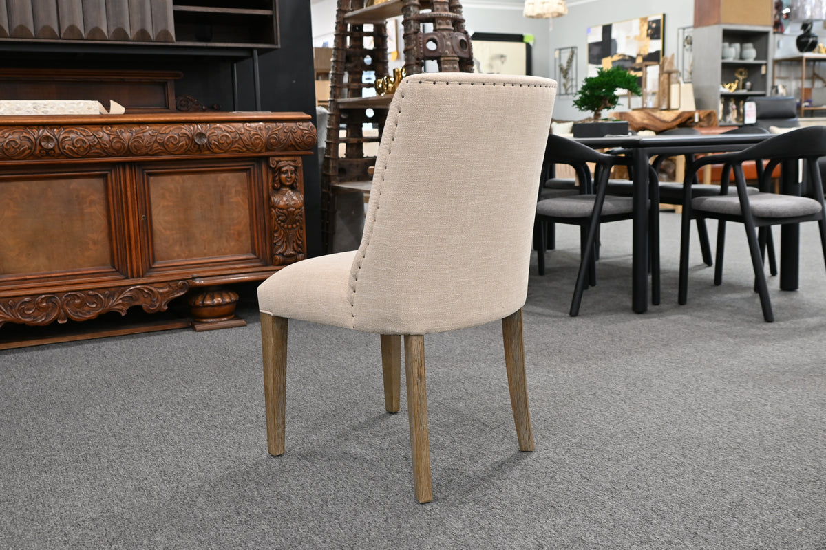 Parkson Upholstered Dining Chair – Beige with Nailhead Trim