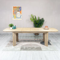 Haru 70"–102" Solid Acacia Extension Dining Table – Sand Wash