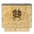 Zia Bar Cabinet with Marble Top – Natural Burl Wood