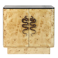 Zia Bar Cabinet with Marble Top – Natural Burl Wood