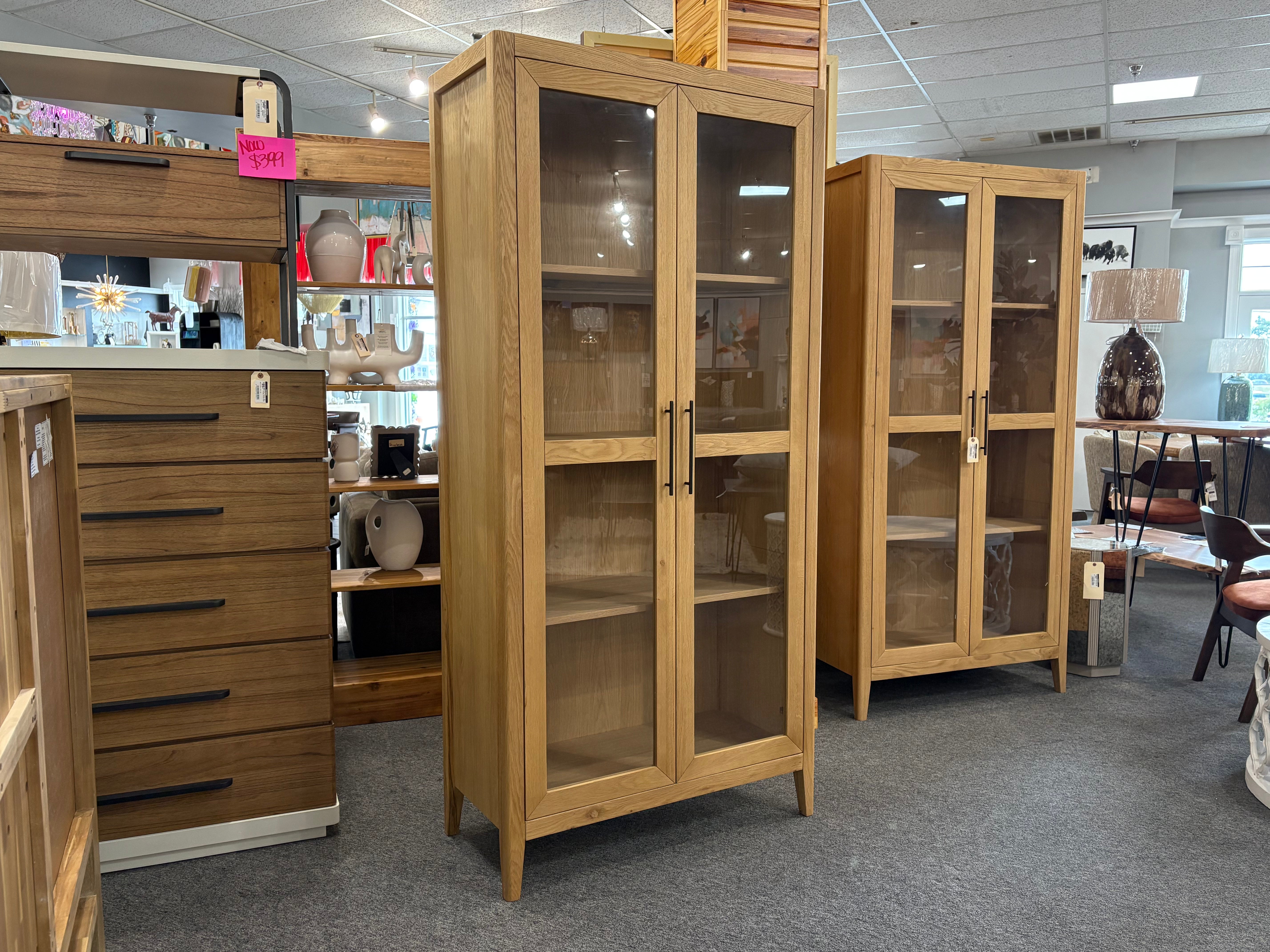 Beechgrove Tall Glass Display Cabinet – Natural