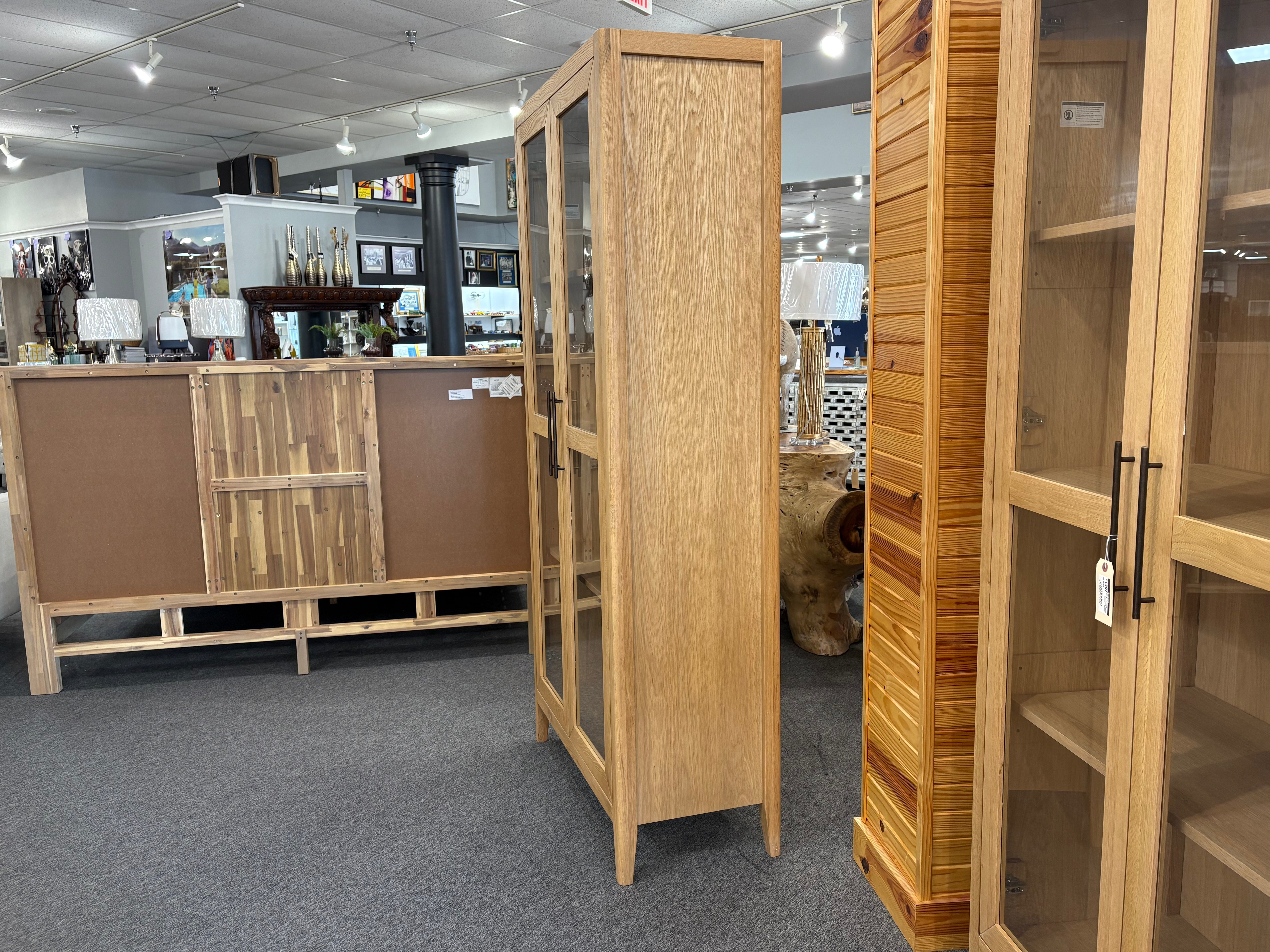 Beechgrove Tall Glass Display Cabinet – Natural