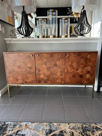 Kenzo Honeycomb Mid-Century Sideboard – Brown with Brass Accents