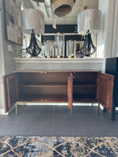 Kenzo Honeycomb Mid-Century Sideboard – Brown with Brass Accents