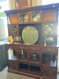 Ornate Antique-Style Mirrored Display Cabinet and Sideboard