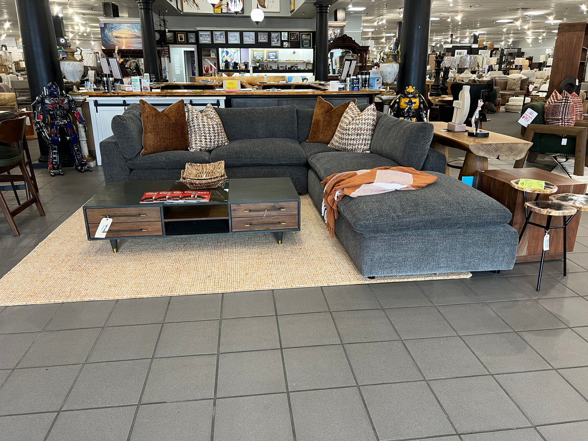 Kensington 5-Piece Modular Cloud Sectional with Ottoman – Marble Grey