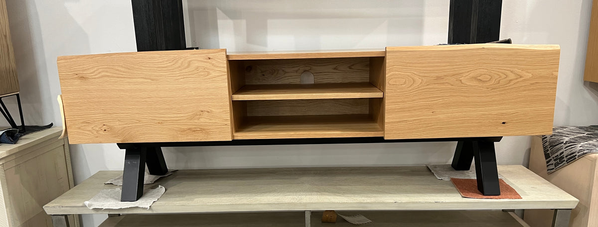 Oliveto TV Lowboard Media Console – Wild Oak & Black