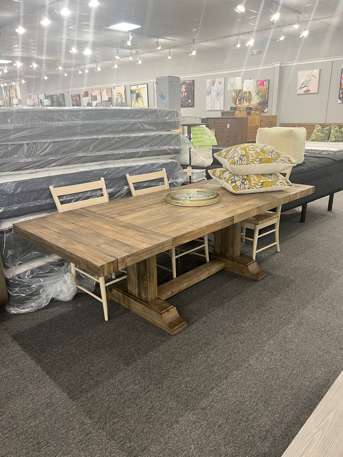 Dita 63"–95" Extendable Reclaimed Pine Dining Table – Warm Natural