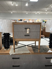 Loft 2-Drawer Fabric Nightstand – Natural Maple & Gray