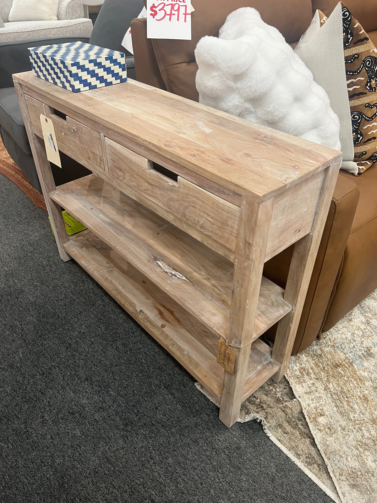 Reynolds 40" Solid Acacia Sofa Table – White Wash