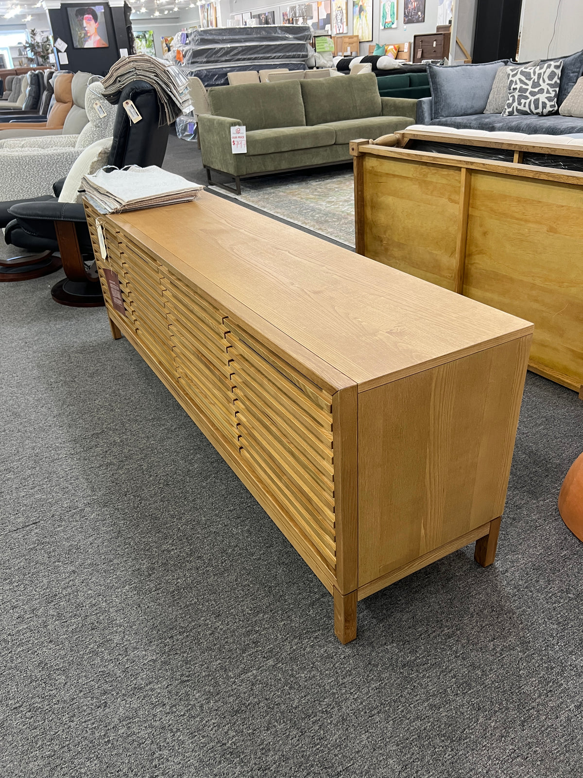 Tanner 78” Four-Door Ash Media Console – Flaxen
