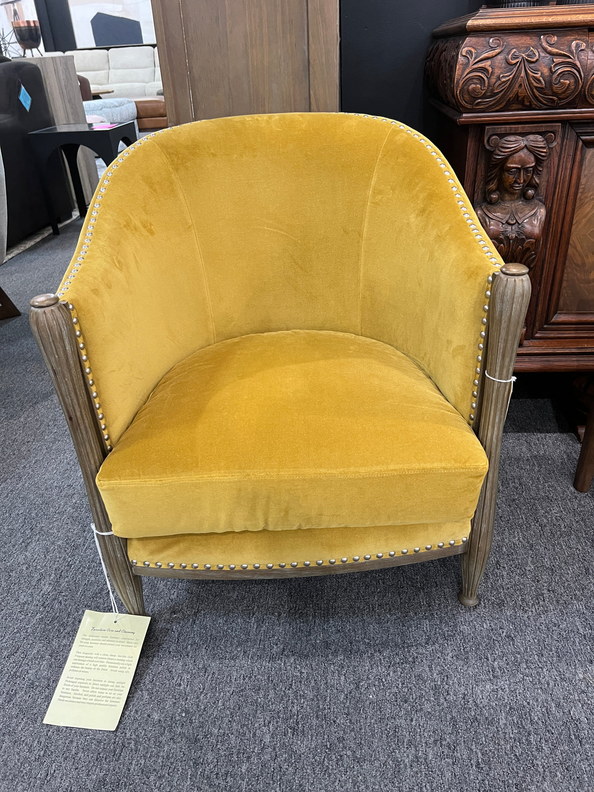 Jens Accent Chair – Mustard Yellow with Nailhead Trim