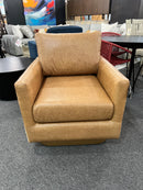 Lathe Leather & Hide Swivel Accent Chair – Chestnut Brown
