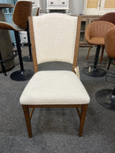 Wood Dining Chair with Cream Upholstered Seat and Back