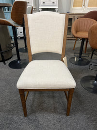 Wood Dining Chair with Cream Upholstered Seat and Back