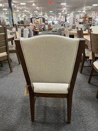Wood Dining Chair with Cream Upholstered Seat and Back