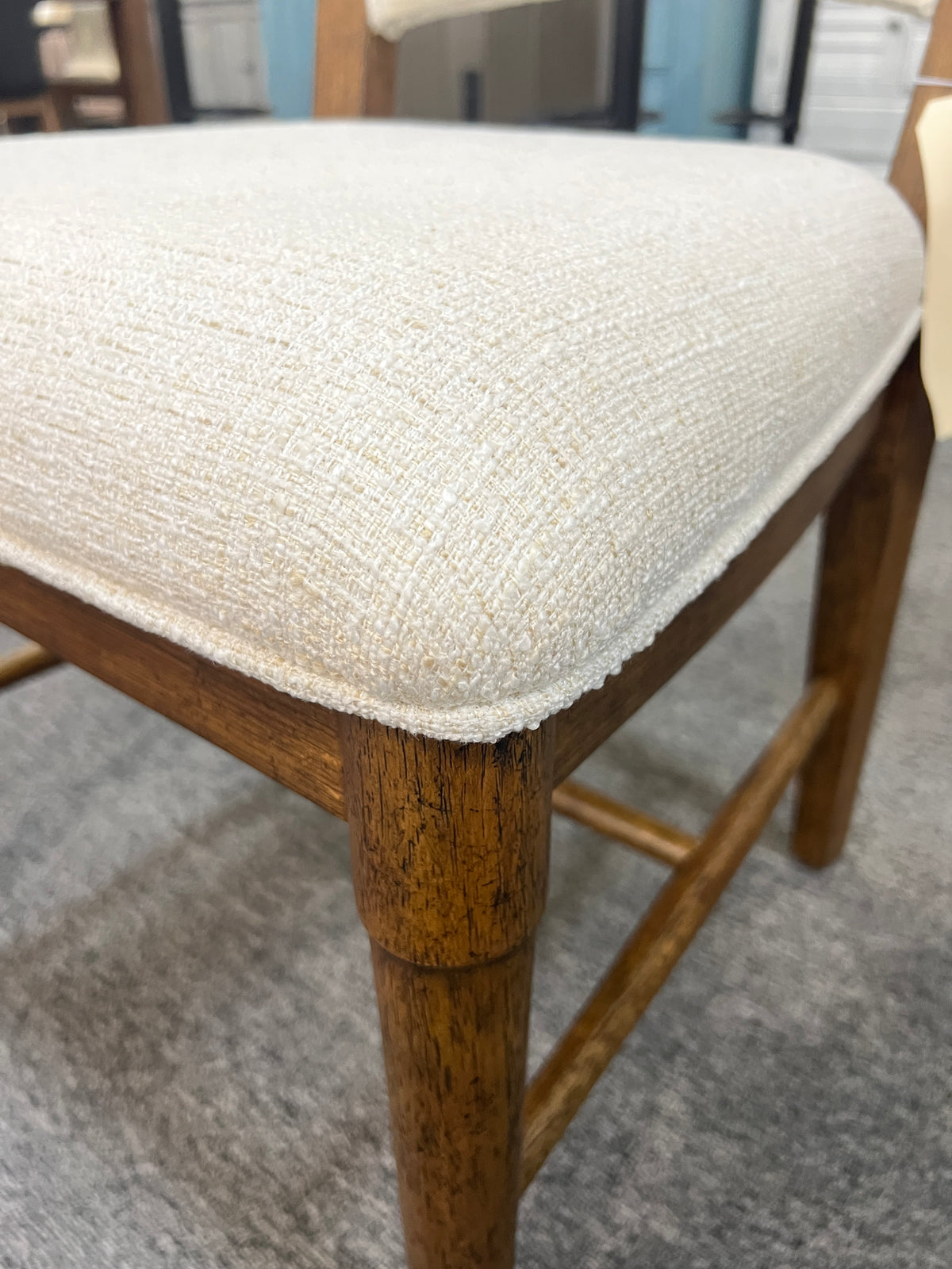 Wood Dining Chair with Cream Upholstered Seat and Back