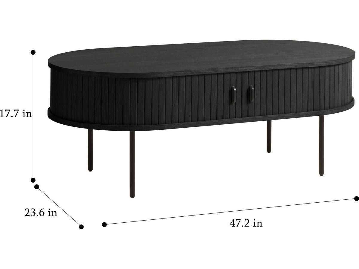 Nola Black Oak Coffee Table with Sliding Doors