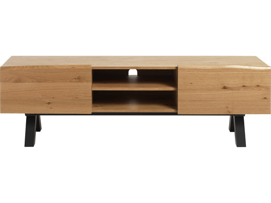 Oliveto TV Lowboard Media Console – Wild Oak & Black