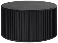 Siena 33" Round Coffee Table with Sliding Door – Black Oak