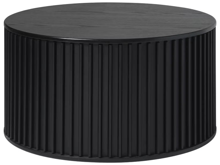 Siena 33" Round Coffee Table with Sliding Door – Black Oak