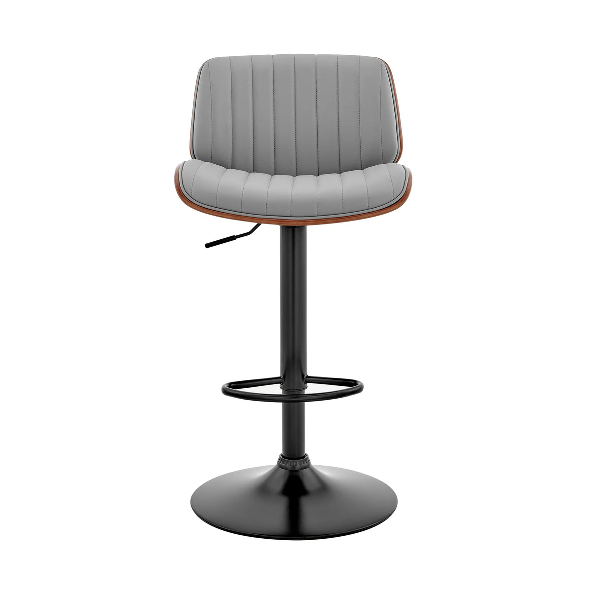 Brock Gray Faux Leather Adjustable Swivel Bar Stool