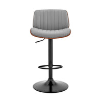 Brock Gray Faux Leather Adjustable Swivel Bar Stool