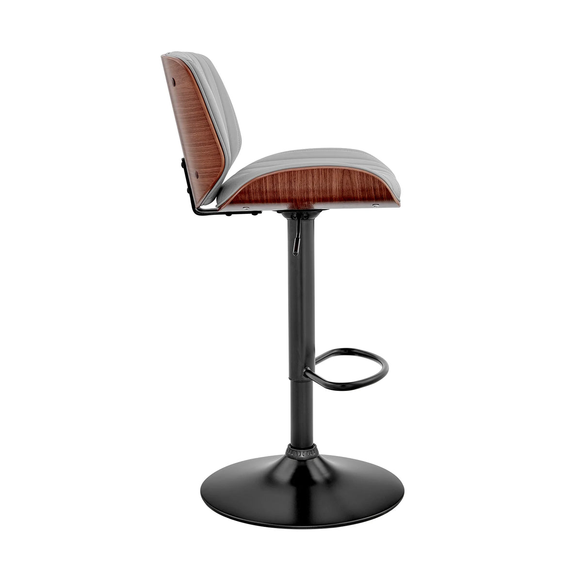 Brock Gray Faux Leather Adjustable Swivel Bar Stool