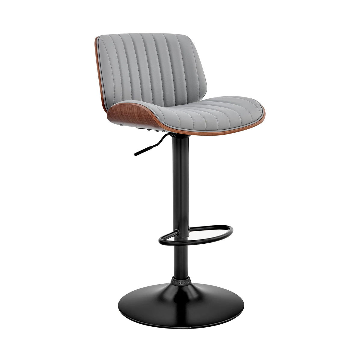 Brock Gray Faux Leather Adjustable Swivel Bar Stool