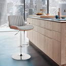 Brock Gray Faux Leather Adjustable Swivel Bar Stool