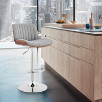 Brock Gray Faux Leather Adjustable Swivel Bar Stool