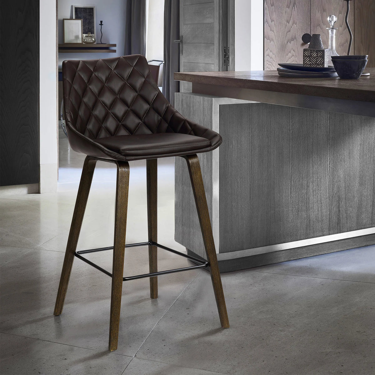 Dani Brown Faux Leather 26" Counter Stool