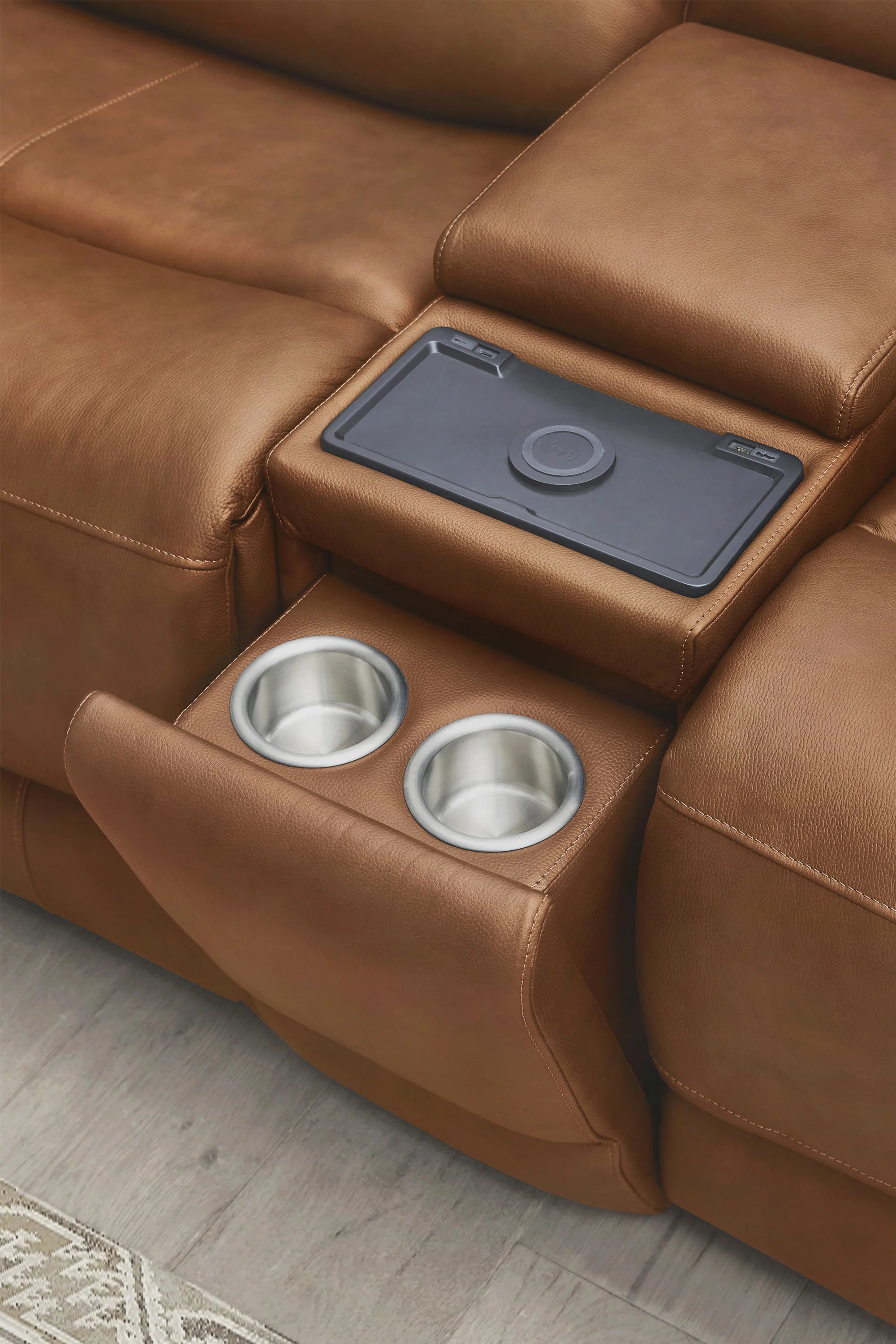 Belmont Lyric Caramel Zero-Gravity Power Loveseat