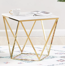 Aria White Marble End Table – Polished Gold Stainless Steel