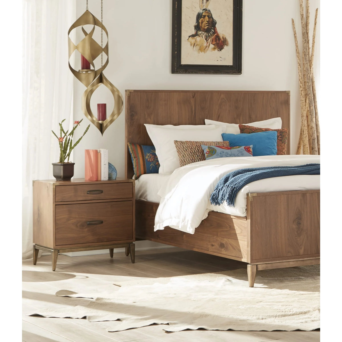 Adler Two Drawer Nightstand in Natural Walnut