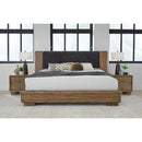 Boka Chenille Upholstered Acacia Wood Platform Bed