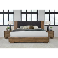 Boka Chenille Upholstered Acacia Wood Platform Bed