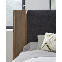 Boka Chenille Upholstered Acacia Wood Platform Bed