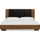 Boka Chenille Upholstered Acacia Wood Platform Bed