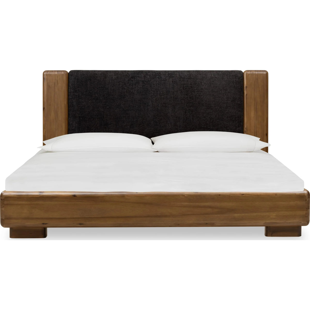 Boka Chenille Upholstered Acacia Wood Platform Bed