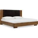 Boka Chenille Upholstered Acacia Wood Platform Bed